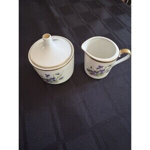 Hackefors  Swedish Porcelain Creamer and Surgar Bowl violets Dainty